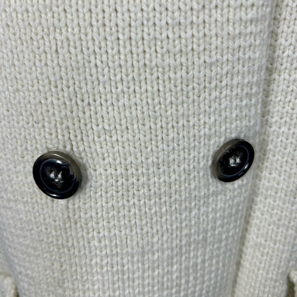 Zara Cream Double-Breasted Chunky Knit  Lapel Sweater Size L - Picture 3 of 11